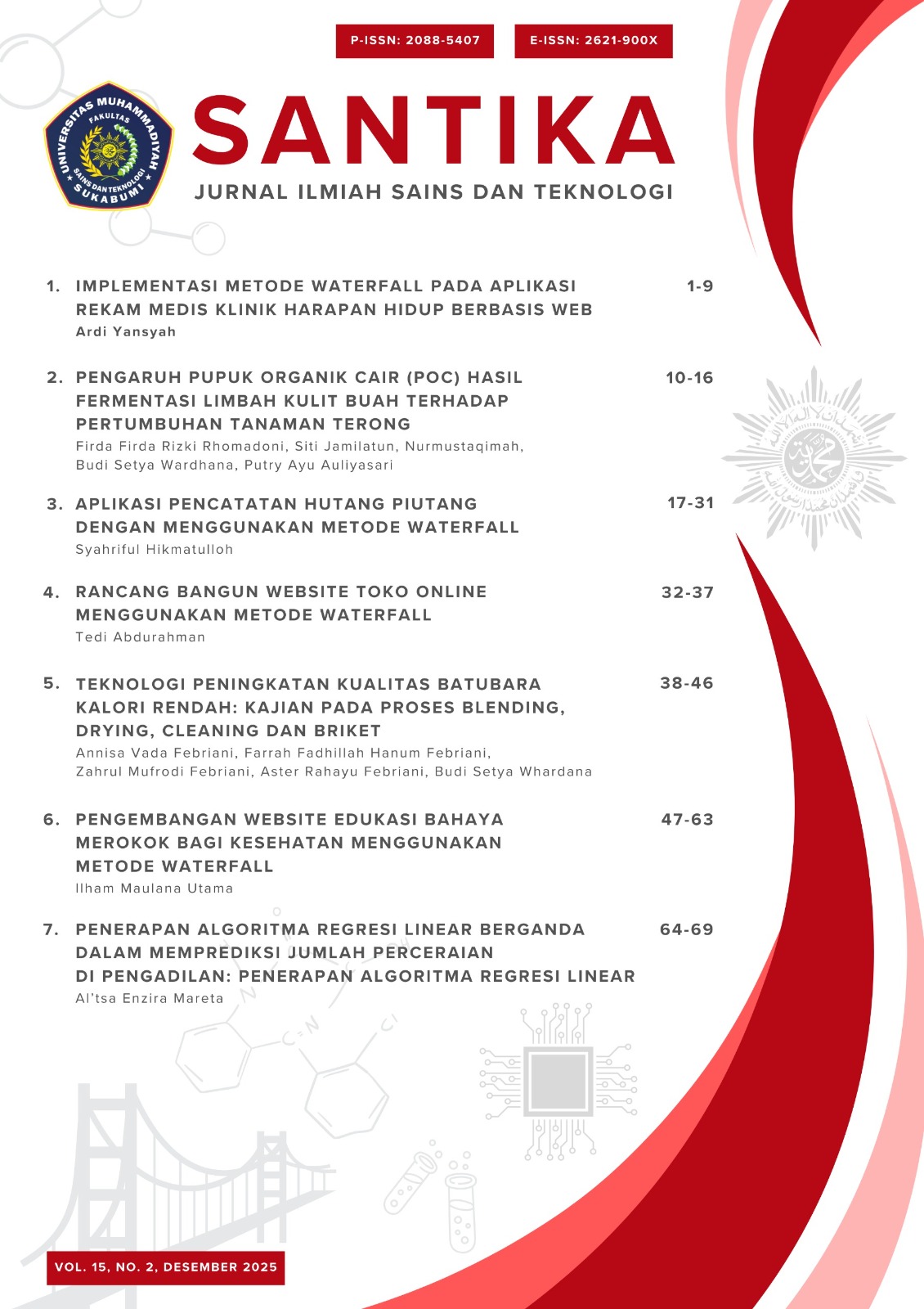 					View Vol. 15 No. 2 (2025):  Santika : Jurnal Ilmiah Sains dan Teknologi 
				